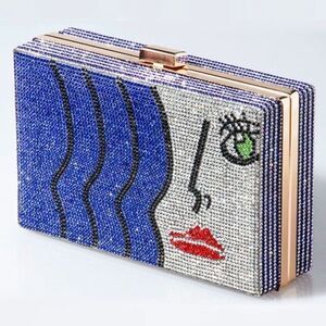 Cute Face Rhinestones Clutch Bag